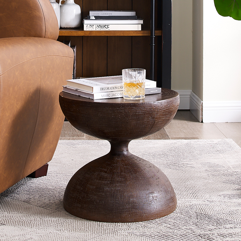 Outdoor Furniture Vintage - Mesa lateral de madeira redonda ampulheta