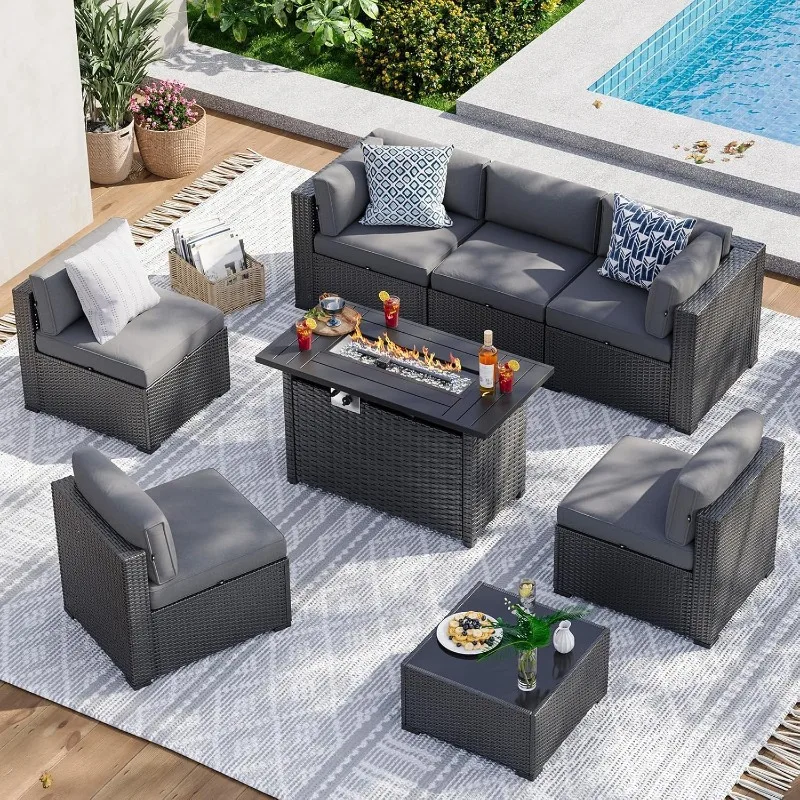 Outdoor Furniture Fire Table - Conjunto de Móveis para Pátio Aoxun
