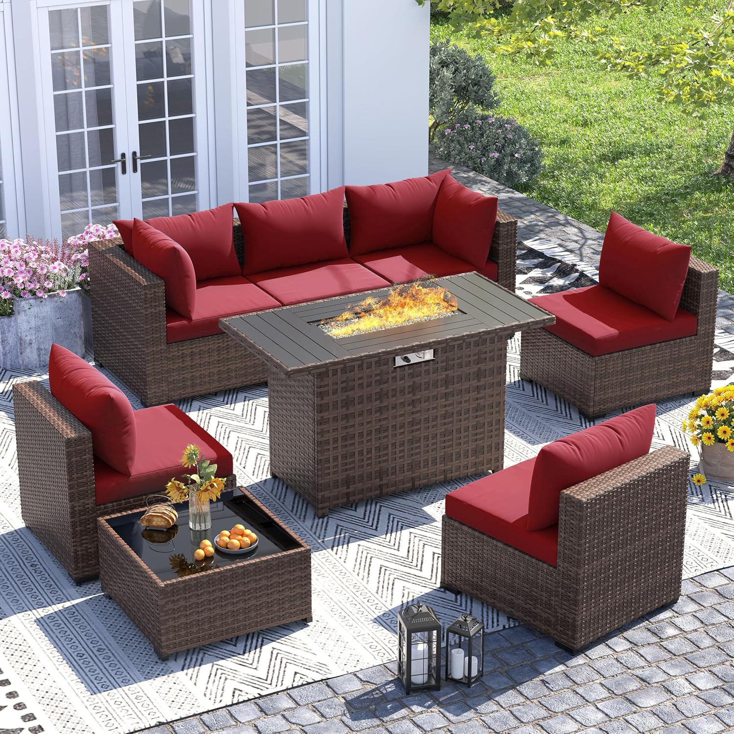 Outdoor Furniture Fire Table - Conjunto de Sofá Seccional de Vime