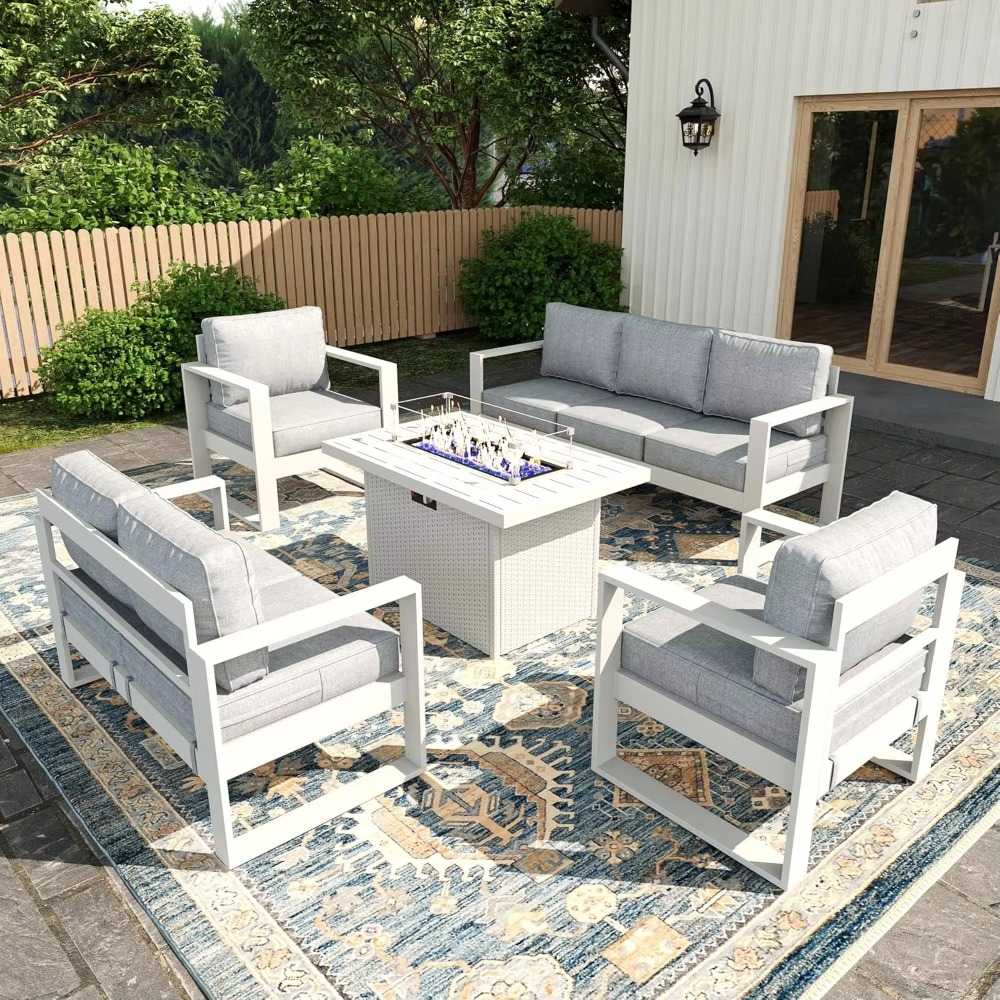Outdoor Furniture Fire Table - Conjunto de Assentos para Terraço, Móveis