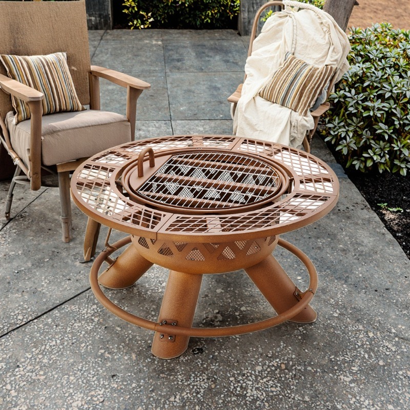 Outdoor Furniture Fire Table - Conjunto de Churrasqueira e Mesa de