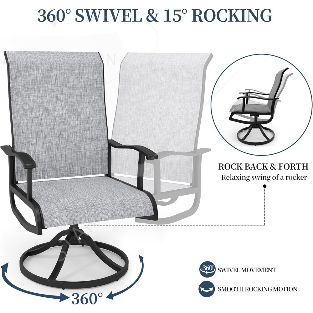 Outdoor Furniture Dining Set - Conjunto de cadeiras giratórias para pátio,
