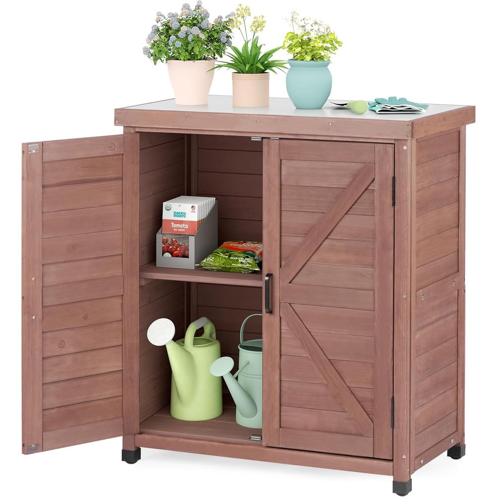 Outdoor Furniture Bench - Armário de Armazenamento Externo e Mesa