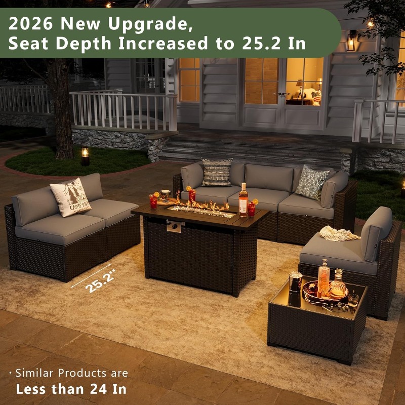 Outdoor Furniture Fire Table - Conjunto de Móveis para Pátio Aoxun