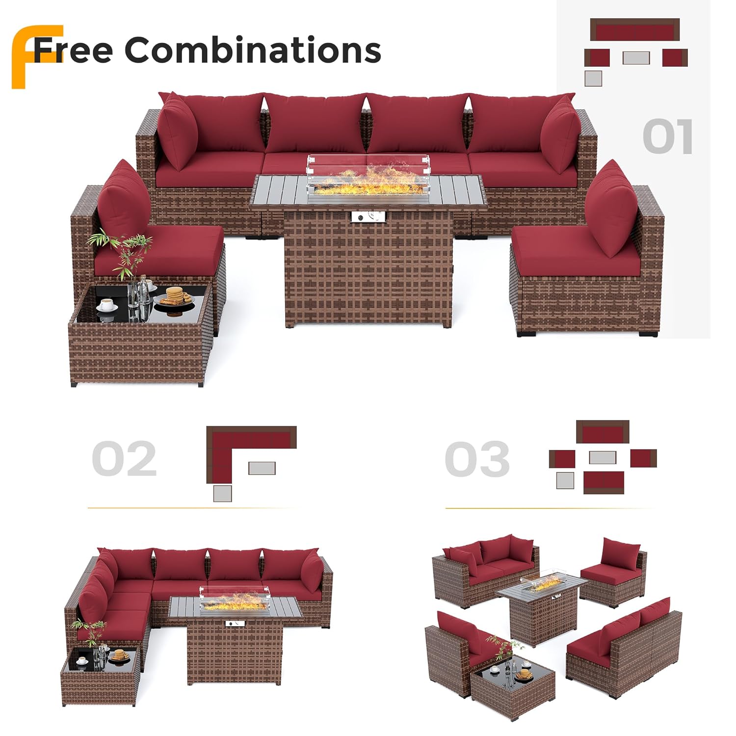 Conjunto de Sofá Seccional de  - Outdoor Furniture Fire Table avaliação e preço