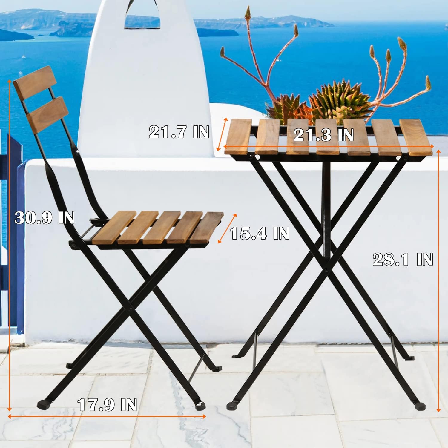 Conjunto de bistrô dobrável de - Outdoor Furniture Wood avaliação e preço