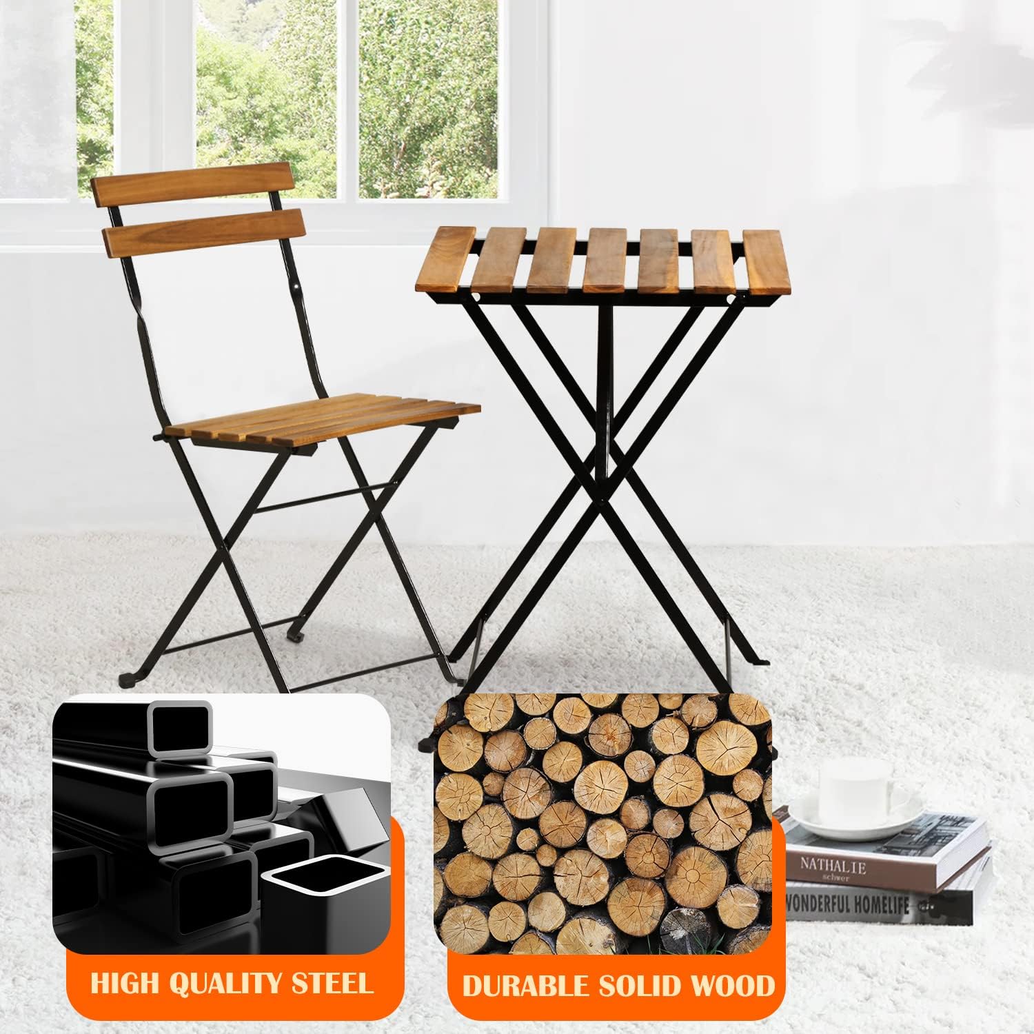 Conjunto de bistrô dobrável de - Outdoor Furniture Wood avaliação e preço