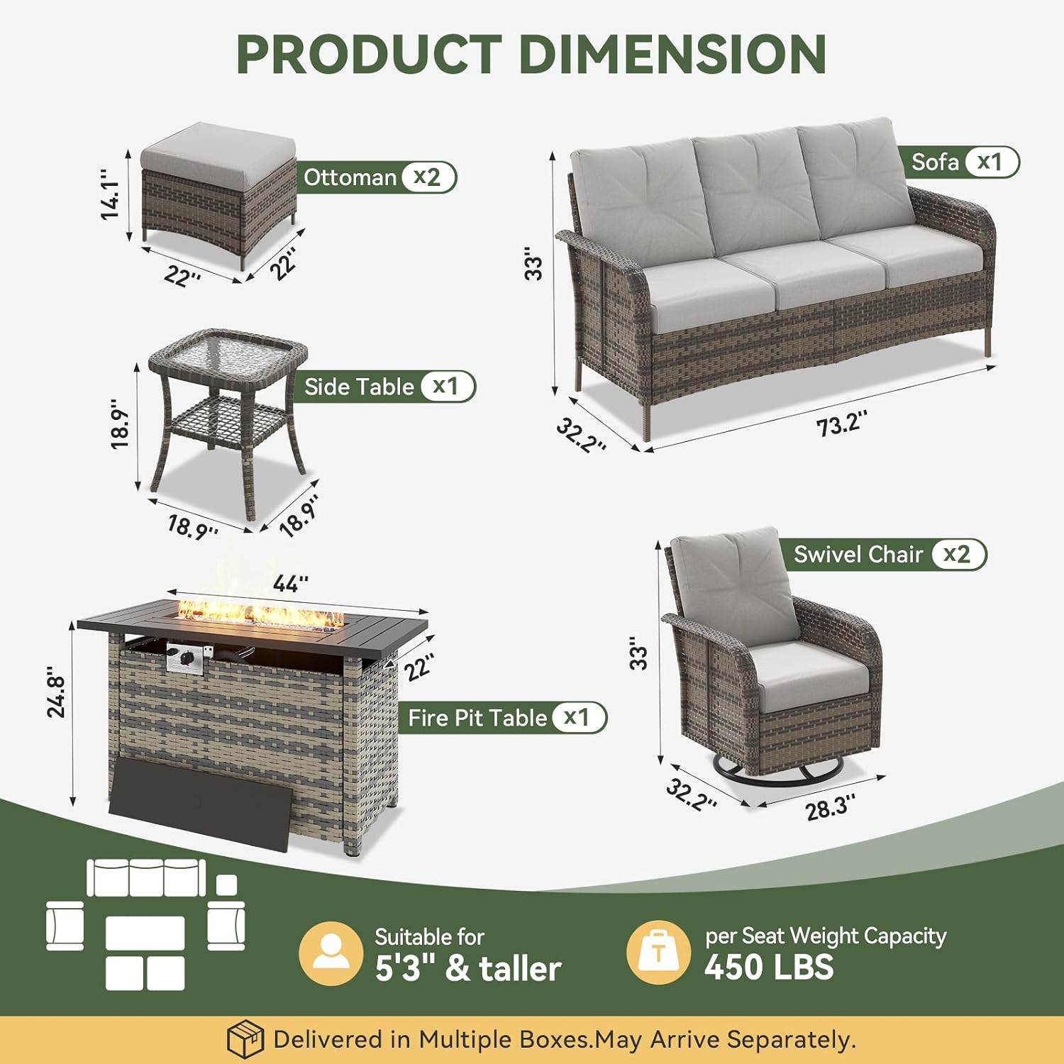 Conjunto de Pátio em Vime de 7 - Outdoor Furniture Fire Table avaliação e preço